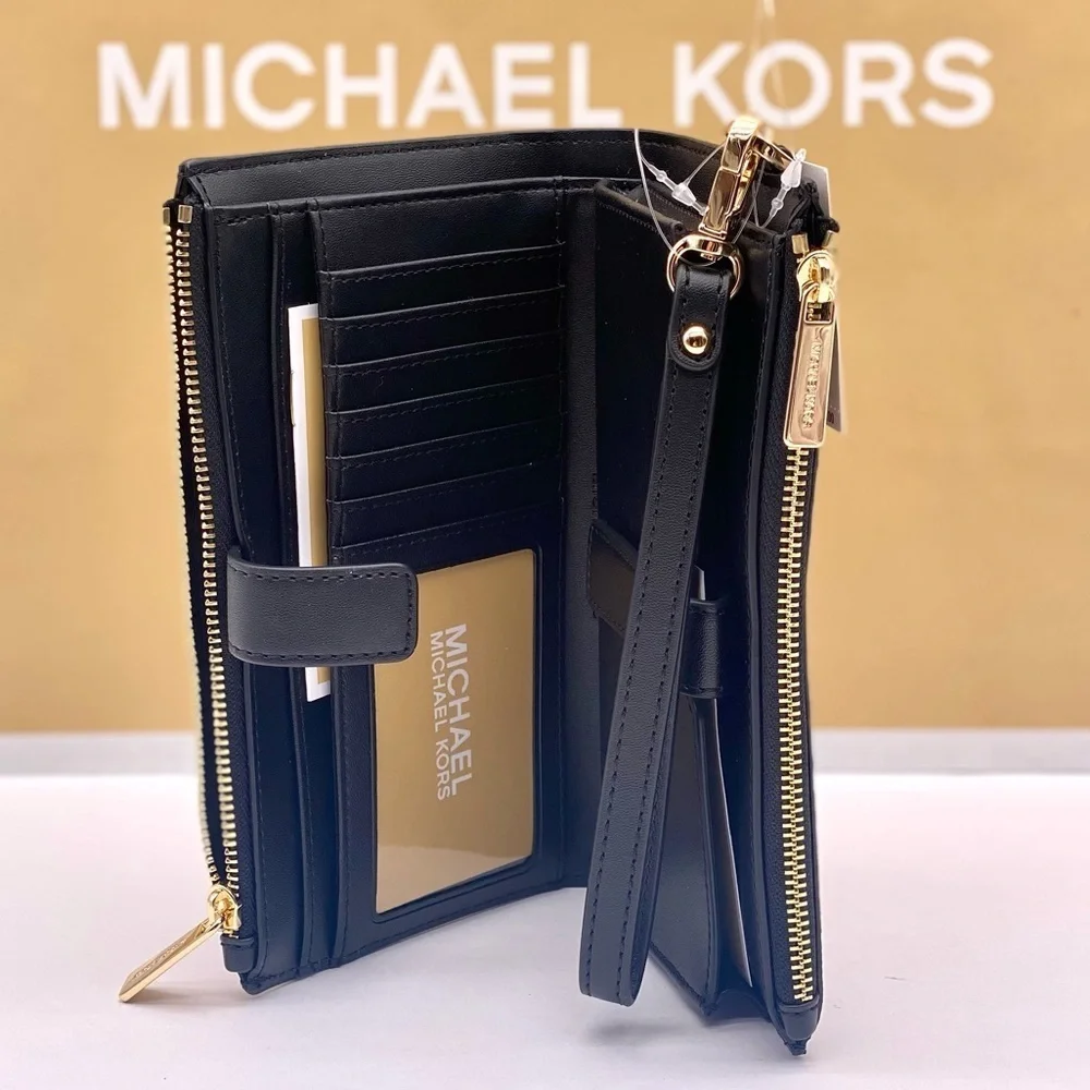 Michael Kors DoubleZip Wallet Wristlet Phone Case Black